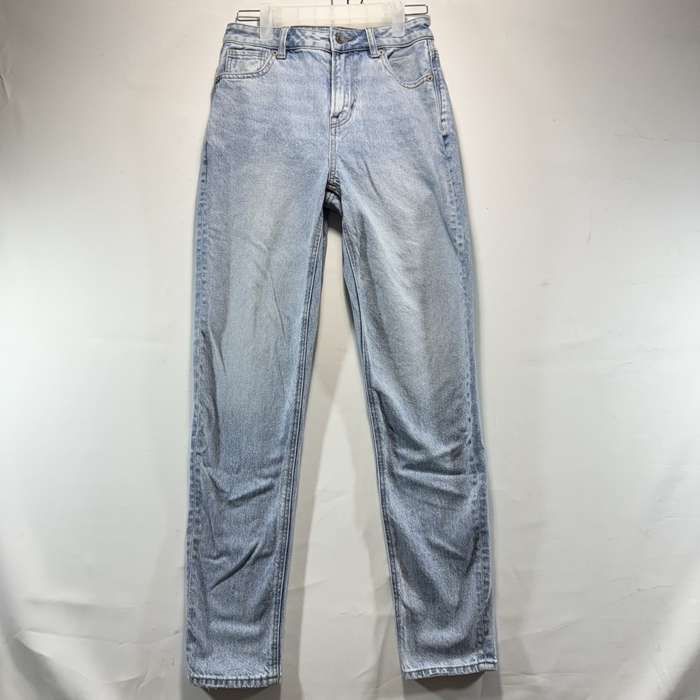 American Eagle Mom Jeans Stretch Light Wash Tapered Women's Size 0 - Picture 2 of 15